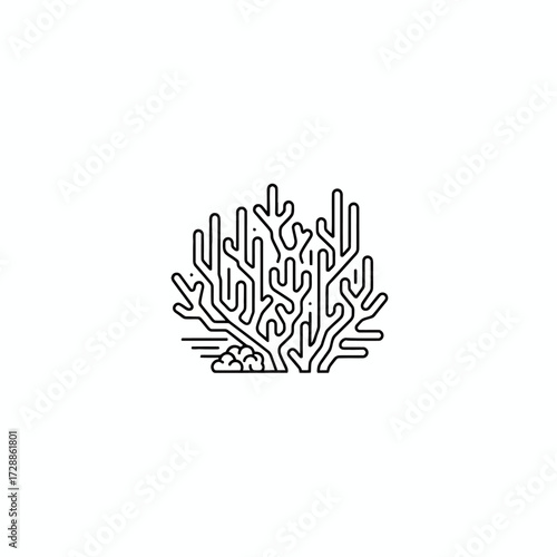 Elegant abstract coral branch design perfect for modern ocean themed projects and natural science illustrations that evoke underwater beauty and marine life