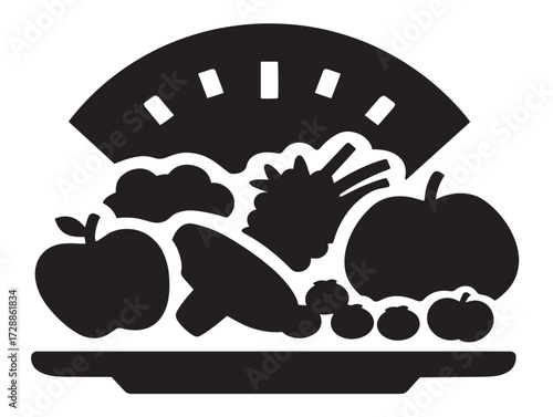 Nutrition silhouette icon vector illustration solid black balanced diet concept