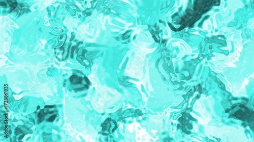 Abstracts Plastic Water, Abstract turquoise liquid surface with rippling patterns and glowing highlights in motion,  royalty free stock.