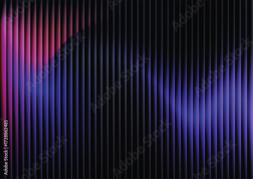 Abstract stereo sound wave background, pink and blue vertical lines. Cyberpunk vector abstract gradient background with a futuristic glowing light and 3D illusion effect.