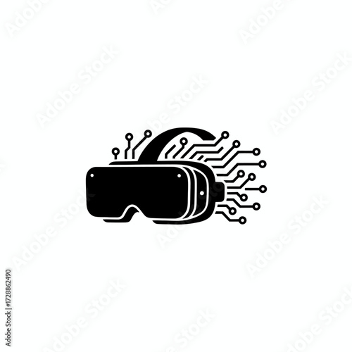 Immerse yourself in cutting edge virtual reality experiences with this sleek, modern VR headset design infused with futuristic circuit board technology, perfect for gaming and innovation.