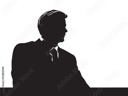 Office silhouette vector illustration solid black workplace and business