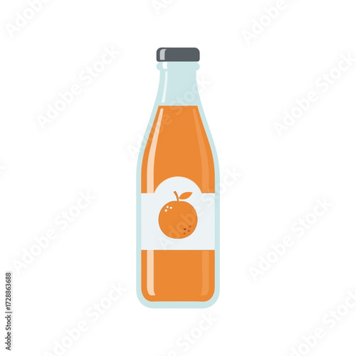 Fresh orange juice bottle healthy refreshing drink illustration vector