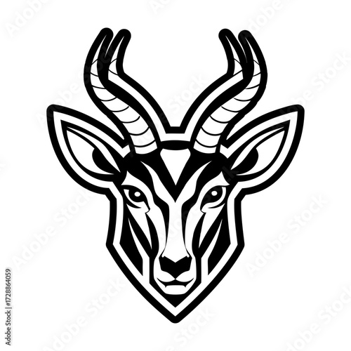 A glyph style icon of an antelope animal