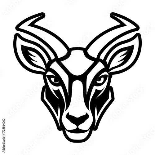 Solid style icon of an antelope head logo