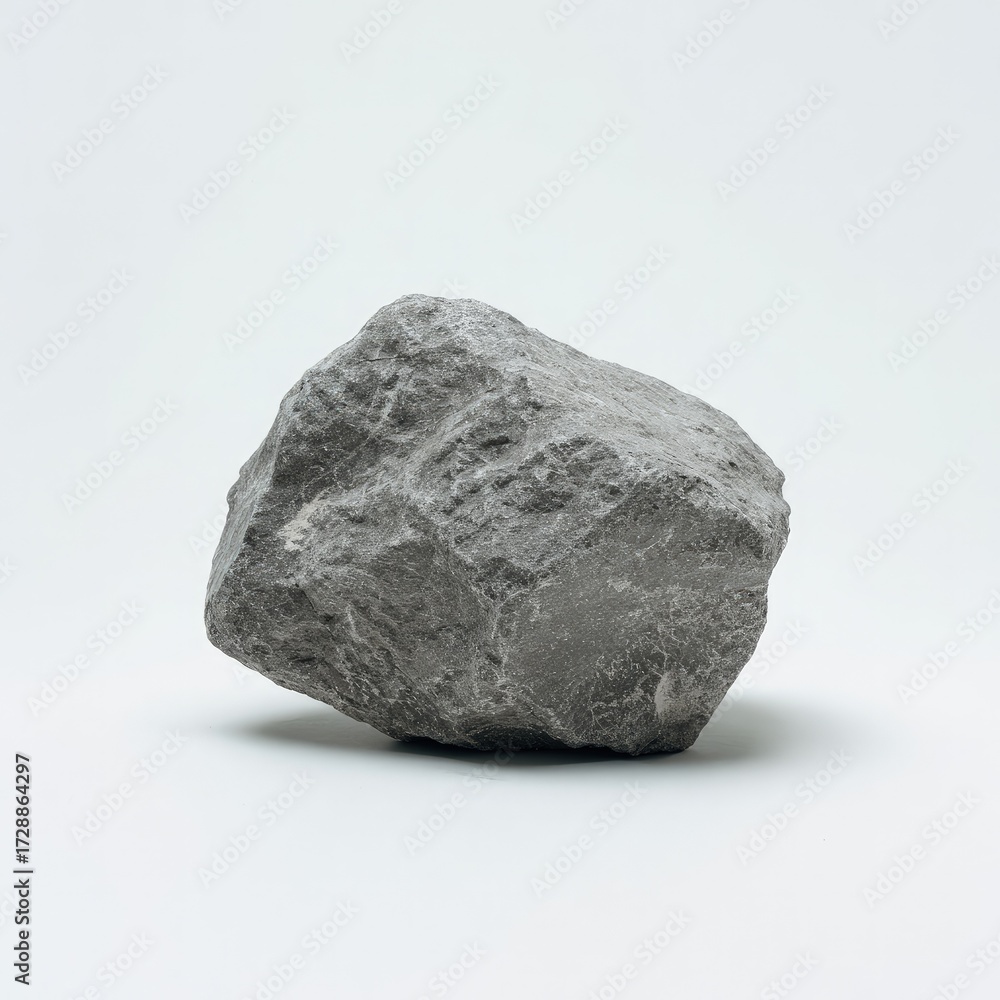 Naklejka premium Gray Metallic Rock On White Background