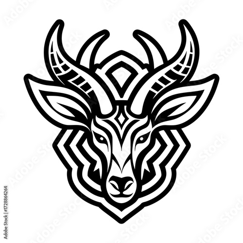An antelope mascot icon in glyph style