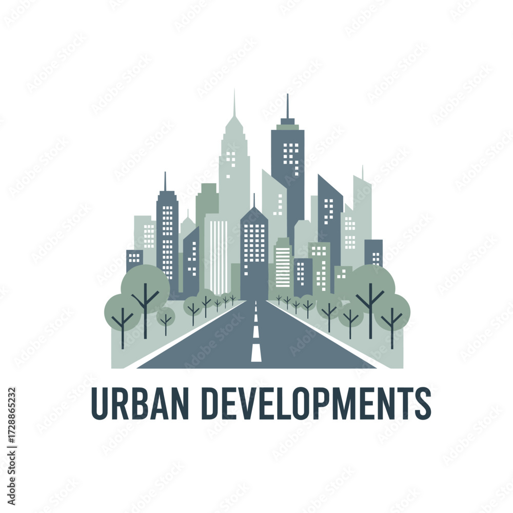 Fototapeta premium city urban development construction project tall build road park 