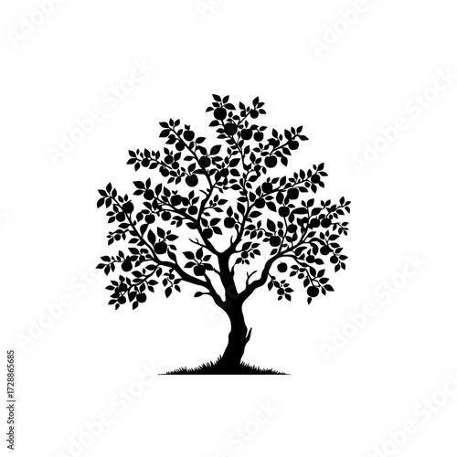 Apple Tree Vector – Fresh Orchard with Ripe Red Apples