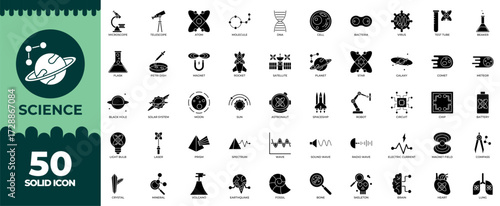 Collection of Science Solid Icon Set