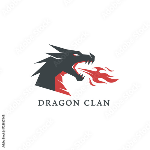 dragon medieval clan red fantasy emblem black vector ancient design
