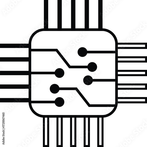 Central processing unit icon technology microchip circuitry digital electronic component symbol
