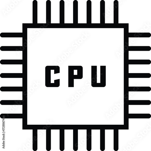 Modern central processing unit cpu chip icon for technology and computing concepts