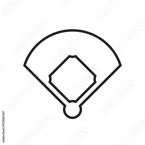 Outline of Baseball Field or Diamond
