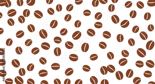 Fresh roasted coffee beans scattered top view healthy breakfast ingredient vector