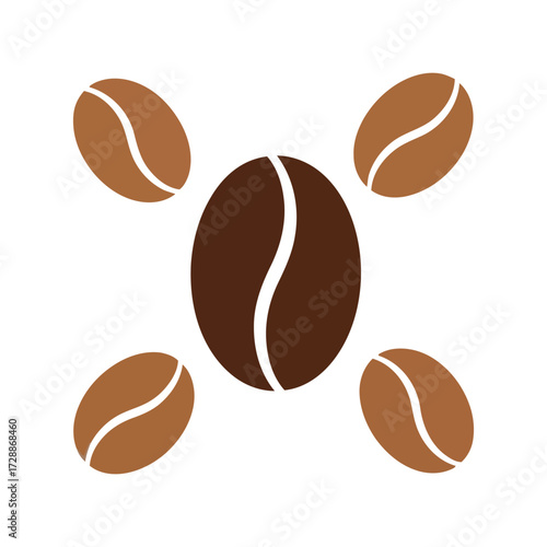 Organic coffee beans pattern flat design isolated elements beverage energy vector