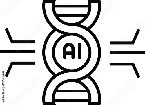 Artificial intelligence dna helix symbol representing genetic engineering and advanced biotechnology