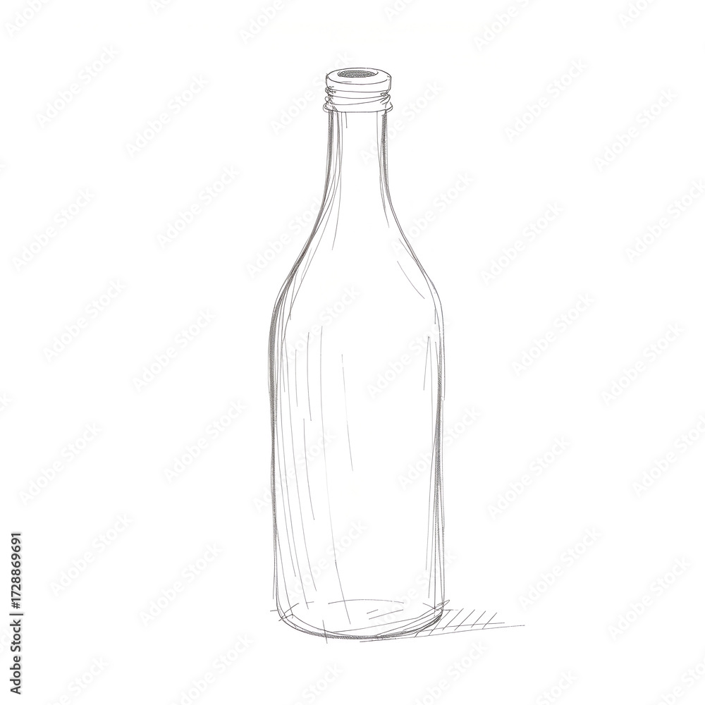 custom made wallpaper toronto digitalTransparent glass bottle in a minimalist line drawing style, concept
