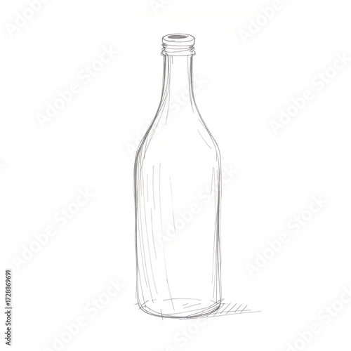 Wallpaper Mural Transparent glass bottle in a minimalist line drawing style, concept
 Torontodigital.ca