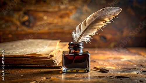 old paper with feather pen and ink