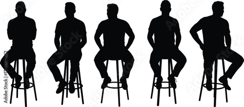 person, people, stool, chair, seat, sitting, posture, pose, silhouette, vector, design, human, figure, lifestyle, object, illustration, icon, concept, furniture, relaxation, , people, stool,