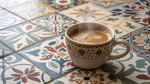 A cup of coffee on the stove
