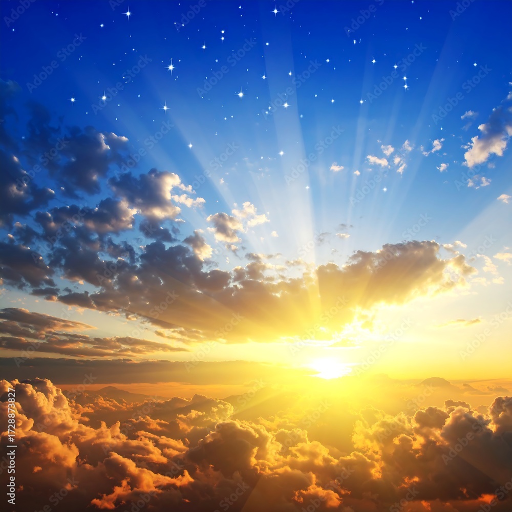 Fototapeta premium Dramatic sunset sky with clouds