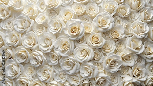 Elegant Wall of White Roses for Wedding Backdrop or Floral Design