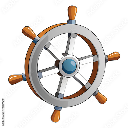 Cartoon ship steering wheel with wooden handles icon isolated on white transparent background vector eps png jpg business people clipping path cutout 2025 2026 4k full hd poster banner label download