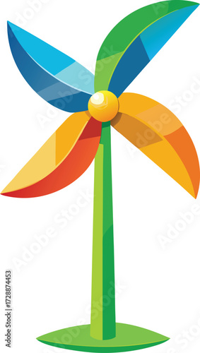 Colorful pinwheel toy with blue orange green icon isolated on white transparent background vector eps png jpg business people clipping path cutout 2025 2026 4k full hd poster banner label download