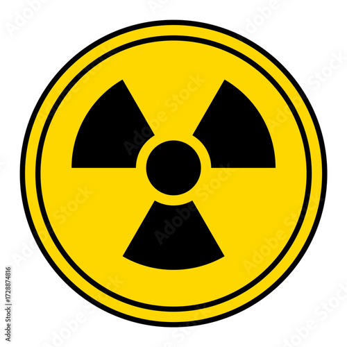 radiation hazard warning sign on a yellow circle board