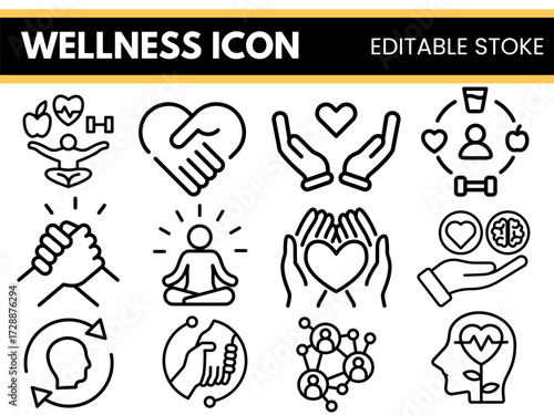 Wellness Icon Bundle Vector Design with Health, Spa, and Lifestyle Symbols