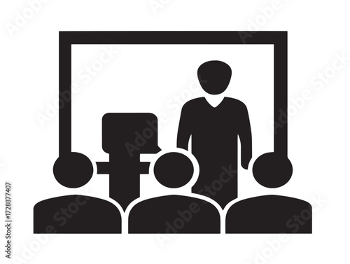 Presentation silhouette icon vector illustration solid black symbol for pitch deck