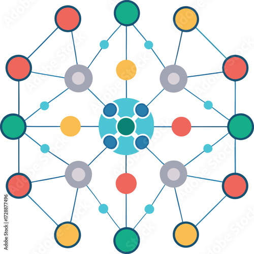 Decentralized Data Network Vector Connecting Nodes in Abstract Geometric Pattern