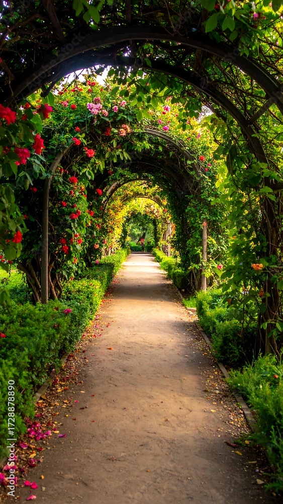 Obraz premium Rose-lined garden walkway