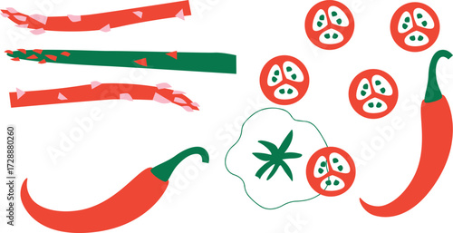Cute appetizing Vegetables collection. Decorative abstract horizontal banner with colorful doodles. Hand-drawn modern illustrations with Vegetables, abstract elements.	
