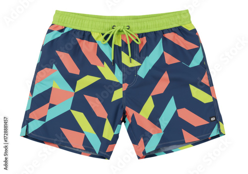 Foto Colorful Geometric Pattern Swim Trunks Isolated on Transparent Background PNG Su