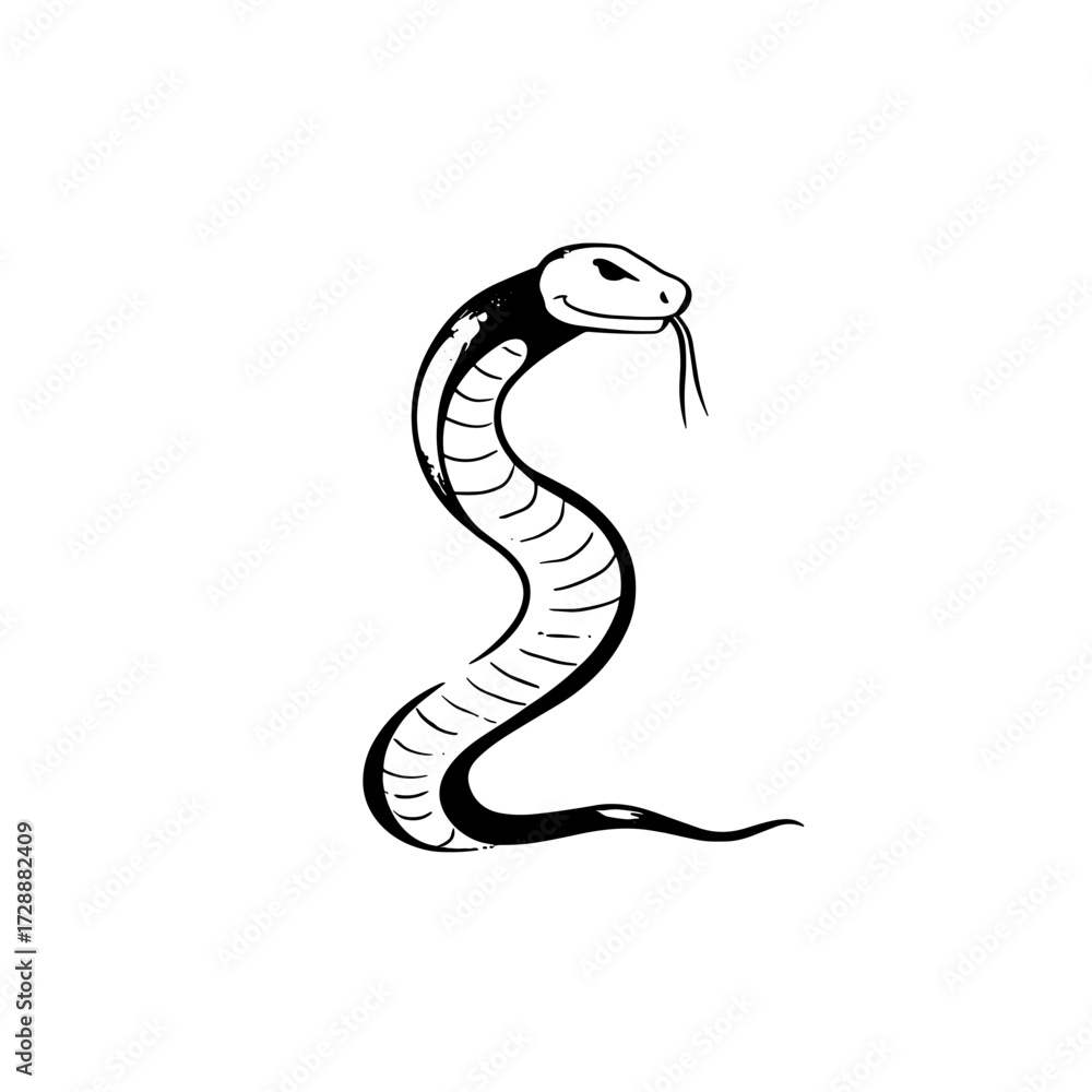 Fototapeta premium Rattlesnake. Rattlesnake simple black and white line art vector logo