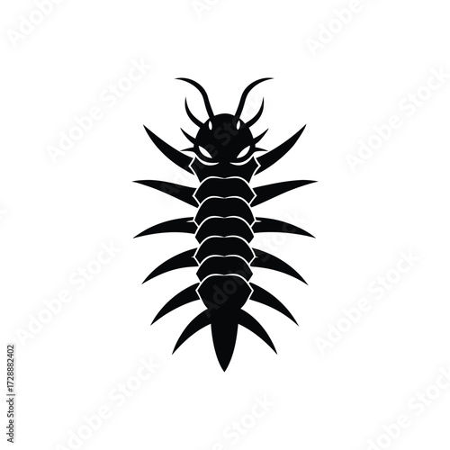 Centipede head silhouette with tribal spiked crown vector art illustration