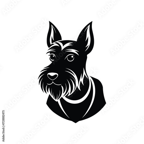 Cesky terrier head silhouette with beer stein charm necklace vector art illustration
