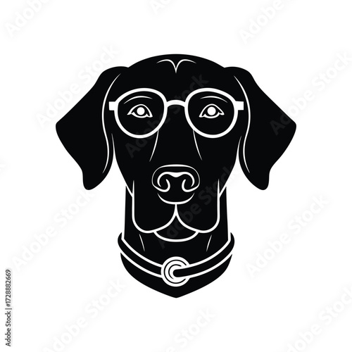 Chesapeake Bay retriever head silhouette with crab pin accessory vector art illustration