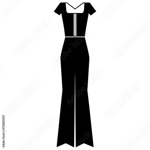 Ankle length pants dress vector clean black silhouette design white background