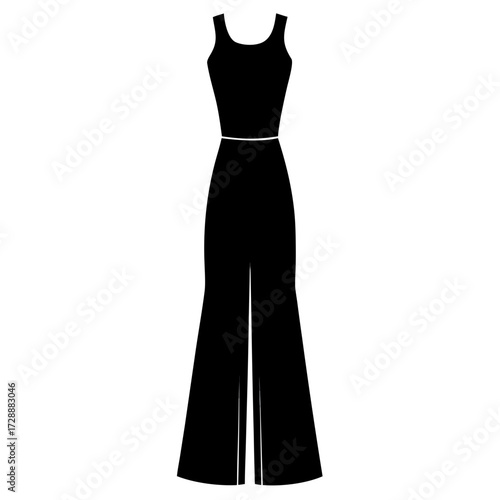 Ankle length pants dress vector clean black silhouette design white background
