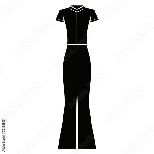 Ankle length pants dress vector clean black silhouette design white background