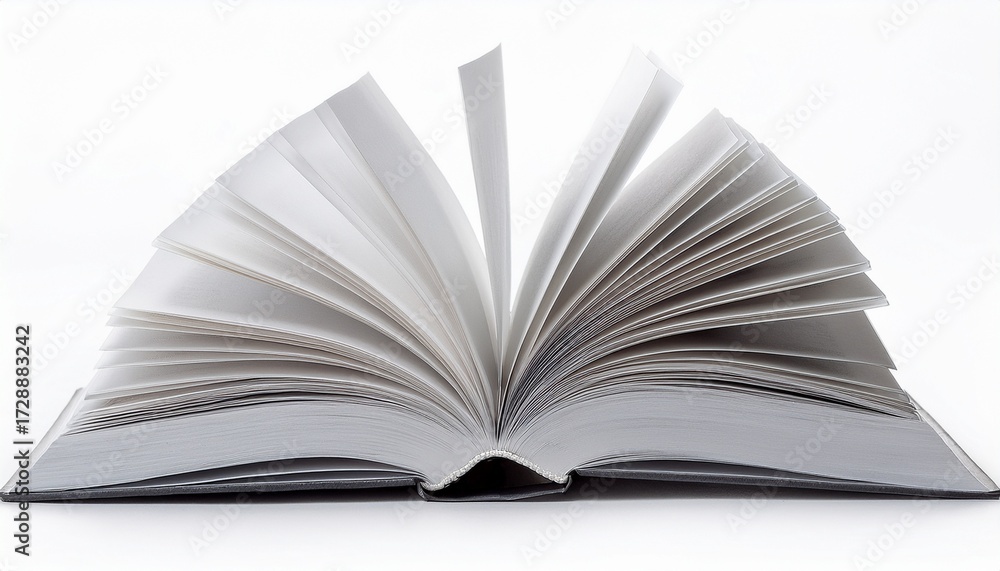 Obraz premium an open book with its pages fanned out isolated on a white background
