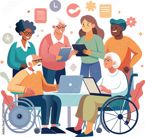 Diverse Multi-Generational Team Collaborating at Inclusive Workplace Meeting