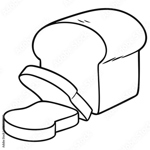 Loaf and Slices on Cutting Board Vector outline on white background