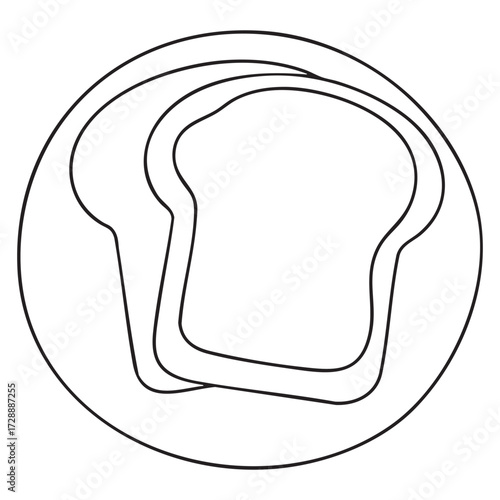 Two Bread Slices Vector outline on white background