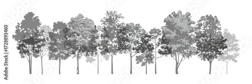Monochrome Tree Line Silhouette Vector Illustration for Forest Design and Natural Landscape Projects a Minimalist Aesthetic for Ecological or Artistic Compositions