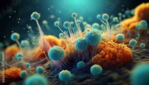 Wallpaper Mural mold spores being released from a mold colony microscopic fungi allergen airborne health hazard mycotoxins contamination Torontodigital.ca